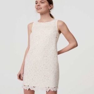 Loft floral lace sheath dress white- worn once!